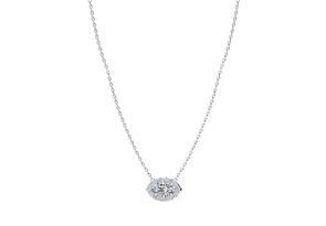 1/2 Carat Marquise Shape Halo Diamond Necklace In 14K White Gold (2.62 G), G/H Color, 17 Inch Chain By SuperJeweler