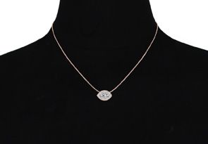 1/2 Carat Marquise Shape Halo Diamond Necklace In 14K Rose Gold (2.62 G), G/H Color, 17 Inch Chain By SuperJeweler