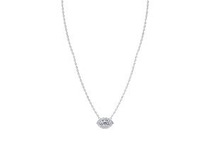 1/3 Carat Marquise Shape Halo Diamond Necklace In 14K White Gold (2.62 G), G/H Color, 17 Inch Chain By SuperJeweler