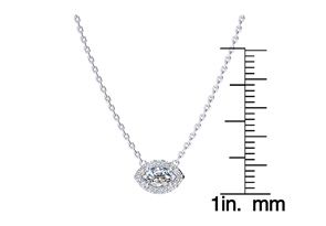 1/3 Carat Marquise Shape Halo Diamond Necklace In 14K White Gold (2.62 G), G/H Color, 17 Inch Chain By SuperJeweler