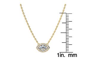 1/3 Carat Marquise Shape Halo Diamond Necklace In 14K Yellow Gold (2.62 G), G/H Color, 17 Inch Chain By SuperJeweler