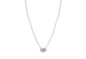 1/3 Carat Marquise Shape Halo Diamond Necklace In 14K Rose Gold (2.62 G), G/H Color, 17 Inch Chain By SuperJeweler