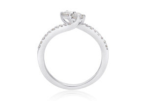1/2 Carat Two Stone Diamond Bonded Love Ring In White Gold, I-J By SuperJeweler