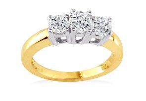 1/4 Carat Three Diamond Engagement Ring In 10k Two Tone Gold, LIMITED, I-J By SuperJeweler