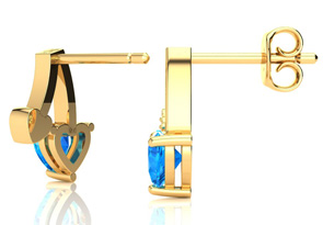 3/4 Carat Blue Topaz & Diamond Heart Earrings In 10k Yellow Gold (1.50 G), I/J By SuperJeweler