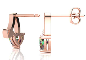 3/4 Carat Mystic Topaz & Diamond Heart Earrings In 10k Rose Gold (1.50 G), I/J By SuperJeweler