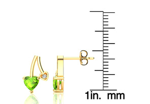 3/4 Carat Peridot & Diamond Heart Earrings In 10k Yellow Gold (1.50 G), I/J By SuperJeweler