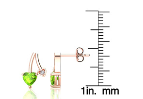 3/4 Carat Peridot & Diamond Heart Earrings In 10k Rose Gold (1.50 G), I/J By SuperJeweler