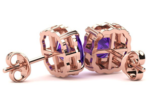 2 Carat Cushion Cut Amethyst & Diamond Earrings In 10k Rose Gold (2.20 G), I/J By SuperJeweler