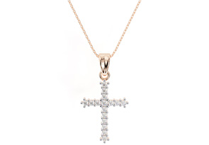 The Classic 1/4 Carat Diamond Cross Pendant Necklace In 10k Rose Gold, K/L, 18 Inch Chain By SuperJeweler
