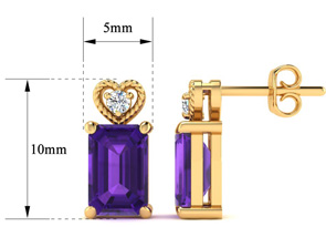 1 Carat Octagon Shape Amethyst & Diamond Earrings In 10k Yellow Gold (2 G), I/J By SuperJeweler