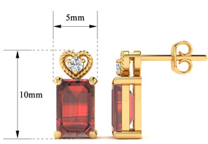 1 Carat Octagon Shape Garnet & Diamond Earrings In 10k Yellow Gold (2 G), I/J By SuperJeweler