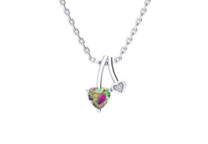 1/2 Carat Heart Shape Mystic Topaz Necklace & Diamond In 10K White Gold (3 G), 18 Inches, (I-J, I1-I2) By SuperJeweler