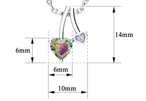 1/2 Carat Heart Shape Mystic Topaz Necklace & Diamond In 10K White Gold (3 G), 18 Inches, (I-J, I1-I2) By SuperJeweler