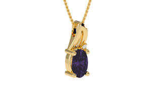 1/2 Carat Oval Shape Amethyst & Diamond Necklace In 10k Yellow Gold (3 G), I/J, 18 Inch Chain By SuperJeweler