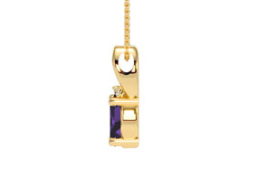 1/2 Carat Oval Shape Amethyst & Diamond Necklace In 10k Yellow Gold (3 G), I/J, 18 Inch Chain By SuperJeweler