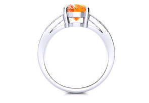 1-1/3 Carat Fire Opal Ring & Diamonds In 14K White Gold (6 G), I-J, Size 4 By SuperJeweler