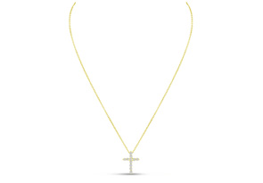 2 3/4 Carat Diamond Cross Necklace In 14K Yellow Gold, 18 Inches Cable Chain, I/J By SuperJeweler