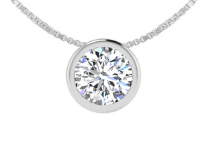 1/2 Carat Bezel Set Diamond Solitaire Necklace In 14K White Gold (2.5 G), 18 Inches, H/I By SuperJeweler