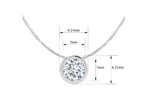 1/2 Carat Bezel Set Diamond Solitaire Necklace In 14K White Gold (2.5 G), 18 Inches, H/I By SuperJeweler