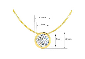 1/2 Carat Bezel Set Diamond Solitaire Necklace In 14K Yellow Gold (2.5 G), 18 Inches, H/I By SuperJeweler