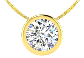 1.5 Carat Bezel Set Diamond Solitaire Necklace In 14K Yellow Gold (2.70 G), 18 Inches, I/J By SuperJeweler