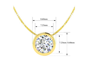 1.5 Carat Bezel Set Diamond Solitaire Necklace In 14K Yellow Gold (2.70 G), 18 Inches, I/J By SuperJeweler