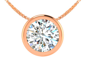 1.5 Carat Bezel Set Diamond Solitaire Necklace In 14K Rose Gold (2.70 G), 18 Inches, I/J By SuperJeweler