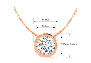 1.5 Carat Bezel Set Diamond Solitaire Necklace In 14K Rose Gold (2.70 G), 18 Inches, I/J By SuperJeweler