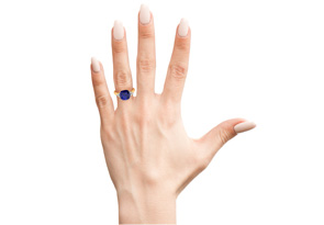 3 1/5 Carat Cushion Cut Sapphire & 6 Diamond Ring In 14K Yellow Gold (4 G), I-J, Size 4 By SuperJeweler
