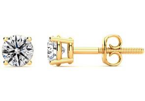 1.45 Carat Colorless Diamond Stud Earrings 14K Yellow Gold (1.4 Grams) (E-F, I2-I3 Clarity Enhanced) By SuperJeweler