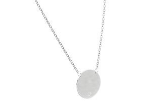 Sterling Silver Diamond Circle Necklace W/ Free Custom Engraving, 18 Inches, G/H By SuperJeweler