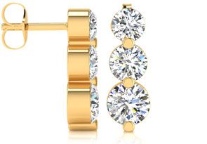 1 Carat Three Diamond Graduated Drop Earrings In 14K Yellow Gold, I/J By SuperJeweler