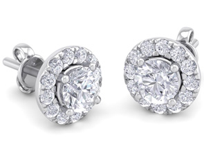 1.5 Carat Halo Diamond Stud Earrings In 14K White Gold (2.40 G), E/F By SuperJeweler
