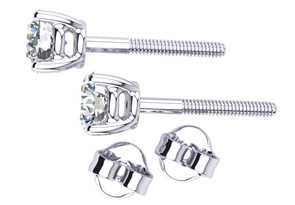 1.5 Carat Colorless Diamond Stud Earrings In 14K White Gold (1.4 G) Long Post Earrings (E-F, I2 Clarity Enhanced) By SuperJeweler