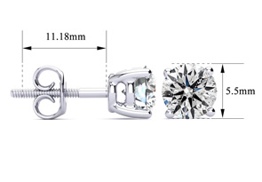 1.5 Carat Colorless Diamond Stud Earrings In 14K White Gold (1.4 G) Long Post Earrings (E-F, I2 Clarity Enhanced) By SuperJeweler
