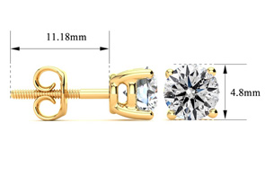 1.25 Carat Colorless Diamond Earrings In 14K Yellow Gold (1.2 G) Long Post Earrings (E-F, I2 Clarity Enhanced) By SuperJeweler