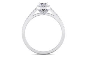 3/4 Carat Emerald Cut Halo Diamond Engagement Ring In 14K White Gold (2.70 G) (H-I, VS2-SI1) By SuperJeweler