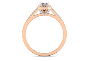 3/4 Carat Emerald Cut Halo Diamond Engagement Ring In 14K Rose Gold (2.70 G) (H-I, VS2-SI1) By SuperJeweler