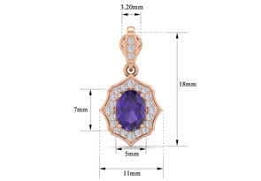 1 2/3 Carat Oval Shape Amethyst & Diamond Dangle Earrings In 14K Rose Gold (2.80 G), I/J By SuperJeweler