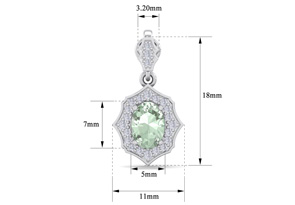 1 2/3 Carat Oval Shape Green Amethyst & Diamond Dangle Earrings In 14K White Gold (2.80 G), I/J By SuperJeweler