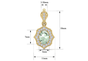 1 2/3 Carat Oval Shape Green Amethyst & Diamond Dangle Earrings In 14K Yellow Gold (2.80 G), I/J By SuperJeweler