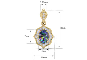 1 2/3 Carat Oval Shape Mystic Topaz & Diamond Dangle Earrings In 14K Yellow Gold (2.80 G), I/J By SuperJeweler