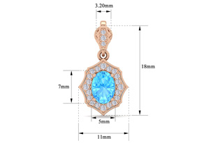 2 1/4 Carat Oval Shape Blue Topaz & Diamond Dangle Earrings In 14K Rose Gold (2.80 G), I/J By SuperJeweler