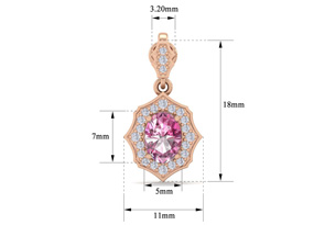 2 1/4 Carat Oval Shape Pink Topaz & Diamond Dangle Earrings In 14K Rose Gold (2.80 G), I/J By SuperJeweler