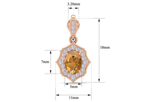 1 3/4 Carat Oval Shape Citrine & Diamond Dangle Earrings In 14K Rose Gold (2.80 G), I/J By SuperJeweler