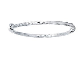 14K White Gold (3.20 G) Kids Twisted Rope Bangle Bracelet, 5 1/2 Inches By SuperJeweler
