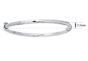 14K White Gold (3.20 G) Kids Twisted Rope Bangle Bracelet, 5 1/2 Inches By SuperJeweler