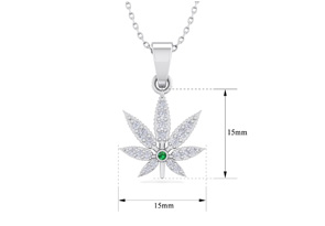 1/4 Carat Diamond & Emerald Cut Weed Leaf Necklace In 14K White Gold (3.30 G), H/I, 18 Inch Chain By SuperJeweler