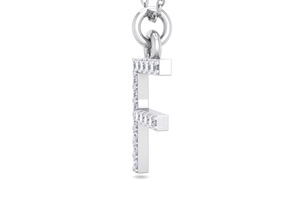 Letter F Diamond Initial Necklace In 14K White Gold (2.50 G) W/ 16 Diamonds, H/I, 18 Inch Chain By SuperJeweler